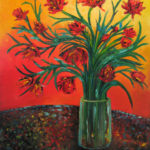 Red Flowers in Clear Vase